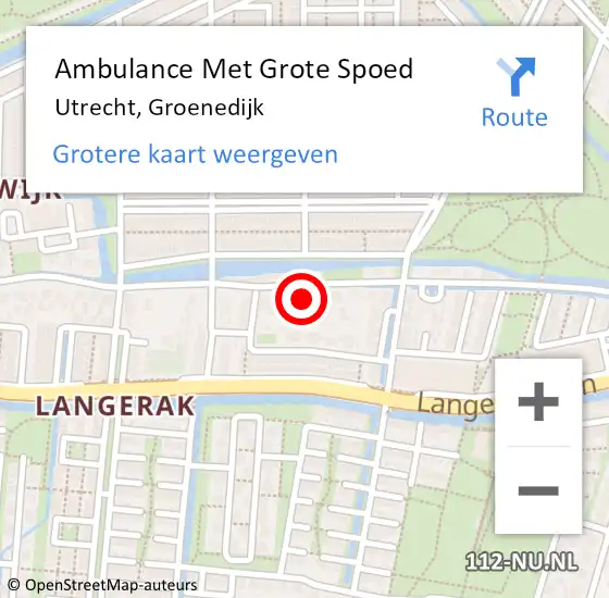 Locatie op kaart van de 112 melding: Ambulance Met Grote Spoed Naar Utrecht, Groenedijk op 4 april 2018 02:32