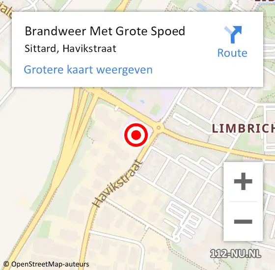 Locatie op kaart van de 112 melding: Brandweer Met Grote Spoed Naar Sittard, Havikstraat op 4 april 2018 02:39