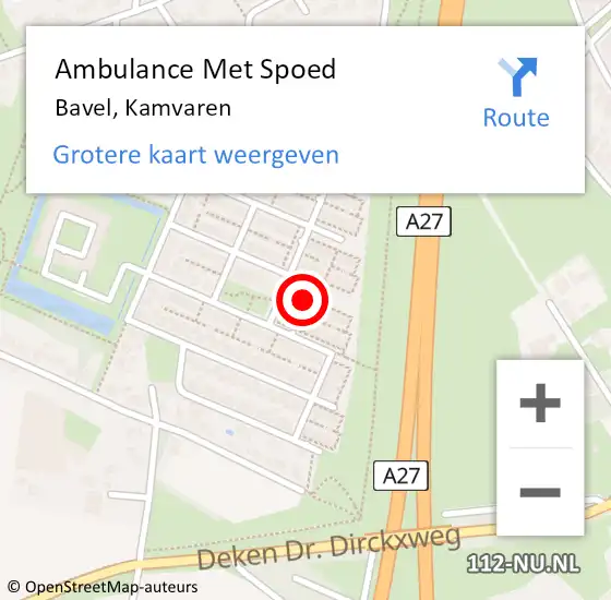 Locatie op kaart van de 112 melding: Ambulance Met Spoed Naar Bavel, Kamvaren op 4 april 2018 06:29