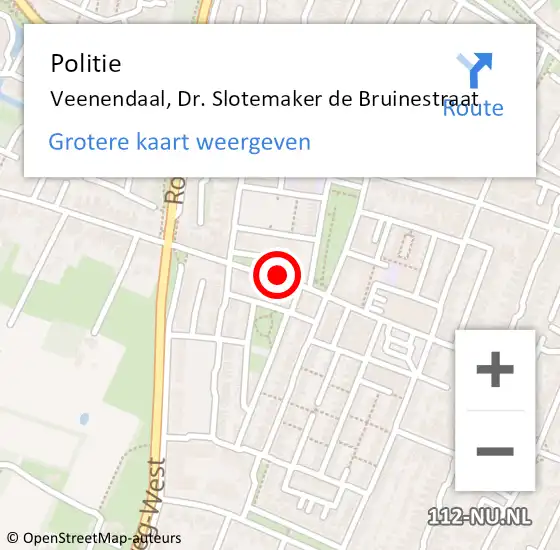 Locatie op kaart van de 112 melding: Politie Veenendaal, Dr. Slotemaker de Bruinestraat op 4 april 2018 08:27