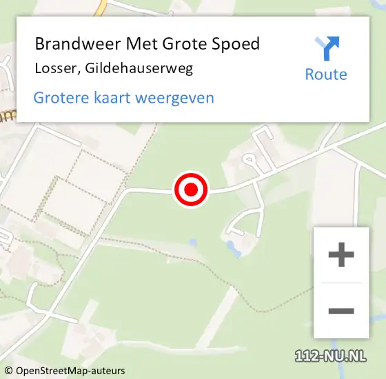 Locatie op kaart van de 112 melding: Brandweer Met Grote Spoed Naar Losser, Gildehauserweg op 4 april 2018 09:14