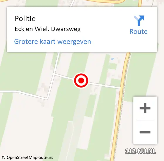 Locatie op kaart van de 112 melding: Politie Eck en Wiel, Dwarsweg op 4 april 2018 09:32