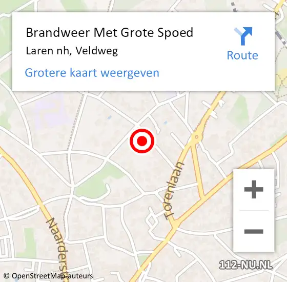 Locatie op kaart van de 112 melding: Brandweer Met Grote Spoed Naar Laren nh, Veldweg op 4 april 2018 09:53