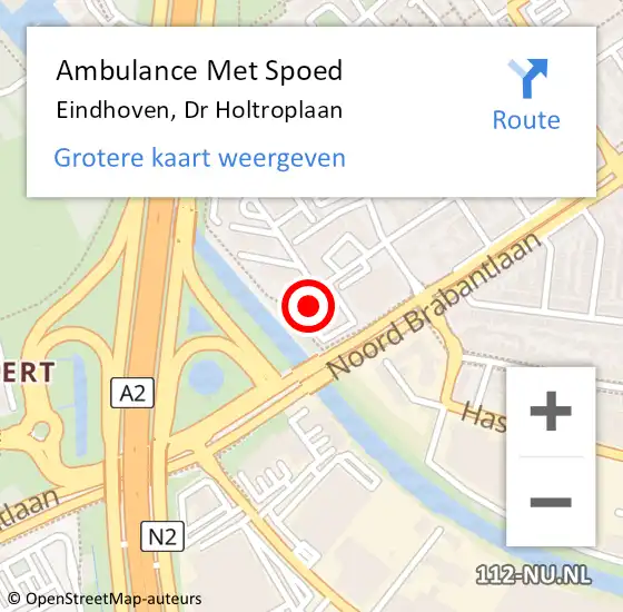 Locatie op kaart van de 112 melding: Ambulance Met Spoed Naar Eindhoven, Dr Holtroplaan op 4 april 2018 10:28