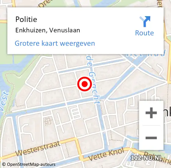 Locatie op kaart van de 112 melding: Politie Enkhuizen, Venuslaan op 4 april 2018 10:55