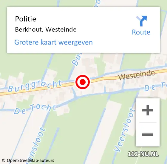 Locatie op kaart van de 112 melding: Politie Berkhout, Westeinde op 4 april 2018 11:15