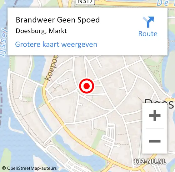 Locatie op kaart van de 112 melding: Brandweer Geen Spoed Naar Doesburg, Markt op 4 april 2018 11:16