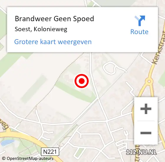 Locatie op kaart van de 112 melding: Brandweer Geen Spoed Naar Soest, Kolonieweg op 4 april 2018 12:00