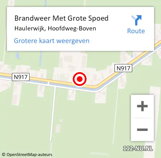 Locatie op kaart van de 112 melding: Brandweer Met Grote Spoed Naar Haulerwijk, Hoofdweg-Boven op 4 april 2018 12:07