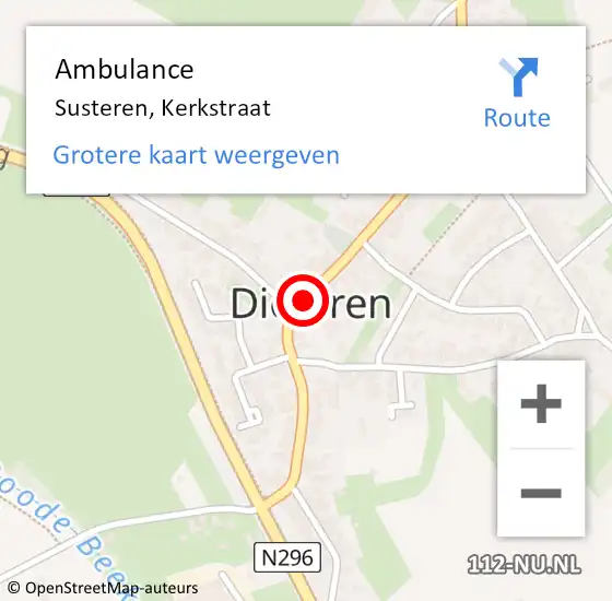 Locatie op kaart van de 112 melding: Ambulance Susteren, Kerkstraat op 4 april 2018 12:10