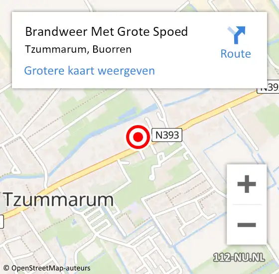 Locatie op kaart van de 112 melding: Brandweer Met Grote Spoed Naar Tzummarum, Buorren op 4 april 2018 12:17