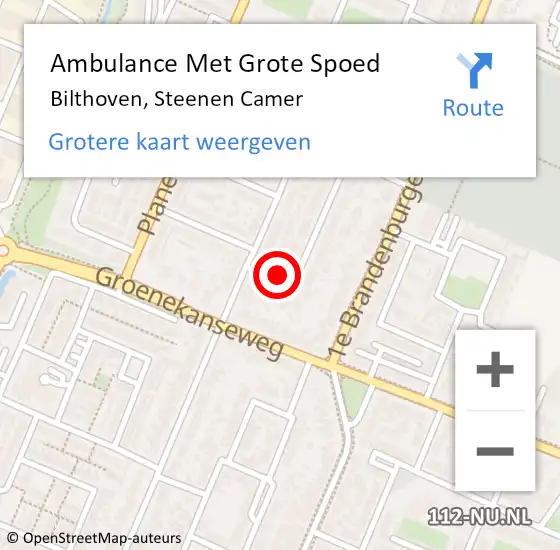 Locatie op kaart van de 112 melding: Ambulance Met Grote Spoed Naar Bilthoven, Steenen Camer op 4 april 2018 12:39