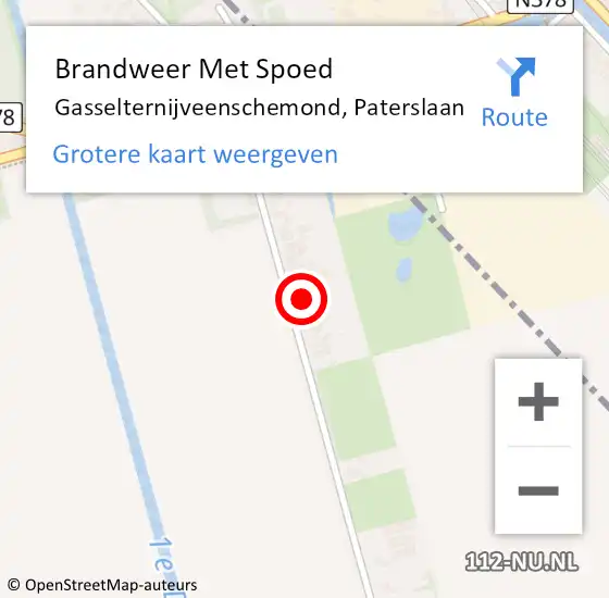 Locatie op kaart van de 112 melding: Brandweer Met Spoed Naar Gasselternijveenschemond, Paterslaan op 4 april 2018 12:44