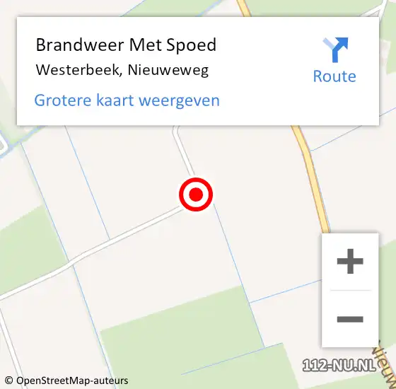 Locatie op kaart van de 112 melding: Brandweer Met Spoed Naar Westerbeek, Nieuweweg op 4 april 2018 13:45