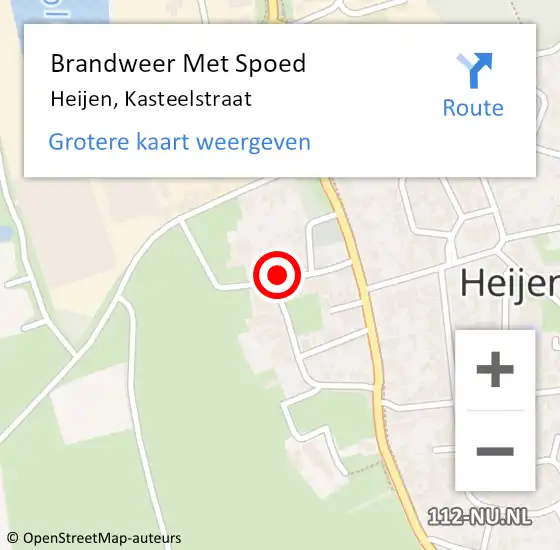 Locatie op kaart van de 112 melding: Brandweer Met Spoed Naar Heijen, Kasteelstraat op 4 april 2018 14:15