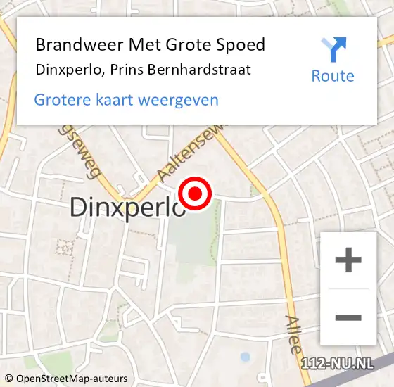 Locatie op kaart van de 112 melding: Brandweer Met Grote Spoed Naar Dinxperlo, Prins Bernhardstraat op 21 februari 2014 08:19