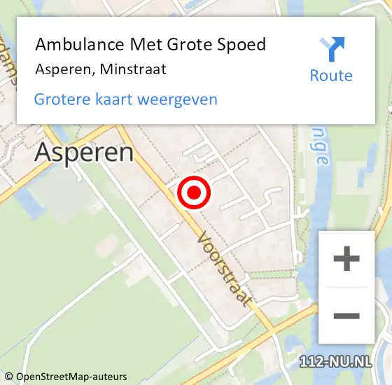 Locatie op kaart van de 112 melding: Ambulance Met Grote Spoed Naar Asperen, Minstraat op 4 april 2018 16:02