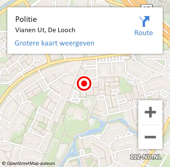 Locatie op kaart van de 112 melding: Politie Vianen Ut, De Looch op 4 april 2018 16:03