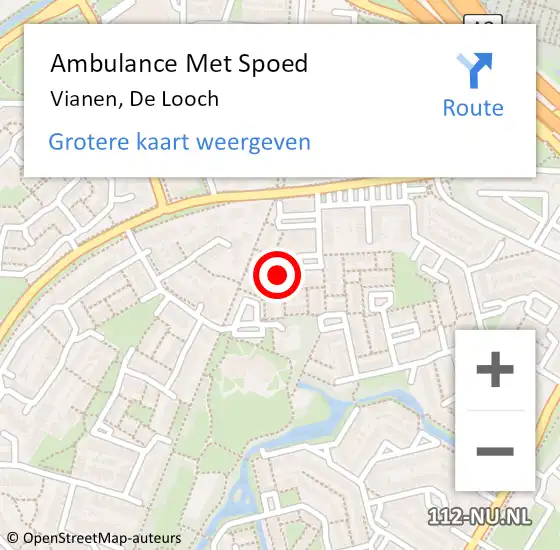 Locatie op kaart van de 112 melding: Ambulance Met Spoed Naar Vianen, De Looch op 4 april 2018 16:03