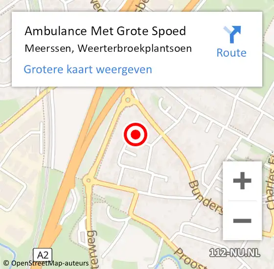 Locatie op kaart van de 112 melding: Ambulance Met Grote Spoed Naar Meerssen, Weerterbroekplantsoen op 21 februari 2014 08:30