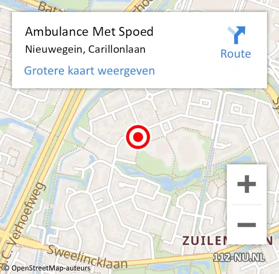 Locatie op kaart van de 112 melding: Ambulance Met Spoed Naar Nieuwegein, Carillonlaan op 4 april 2018 16:21