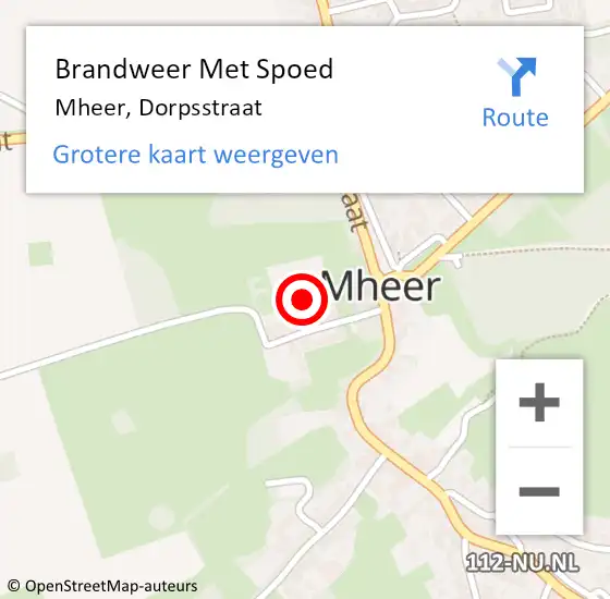 Locatie op kaart van de 112 melding: Brandweer Met Spoed Naar Mheer, Dorpsstraat op 4 april 2018 16:26