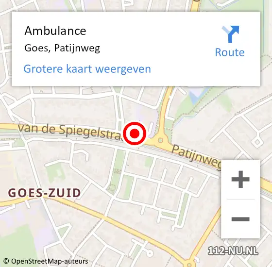 Locatie op kaart van de 112 melding: Ambulance Goes, Patijnweg op 4 april 2018 16:31