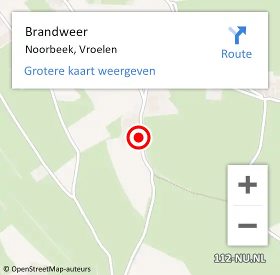 Locatie op kaart van de 112 melding: Brandweer Noorbeek, Vroelen op 21 februari 2014 08:31