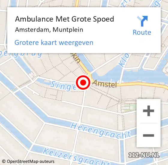 Locatie op kaart van de 112 melding: Ambulance Met Grote Spoed Naar Amsterdam, Muntplein op 4 april 2018 16:42