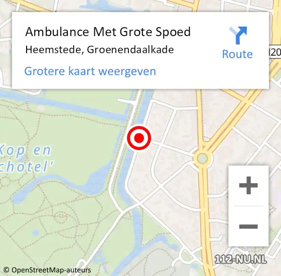 Locatie op kaart van de 112 melding: Ambulance Met Grote Spoed Naar Heemstede, Groenendaalkade op 4 april 2018 16:48