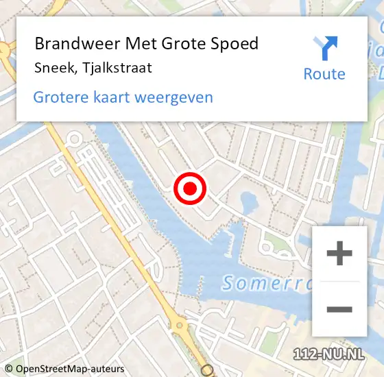 Locatie op kaart van de 112 melding: Brandweer Met Grote Spoed Naar Sneek, Tjalkstraat op 4 april 2018 16:59