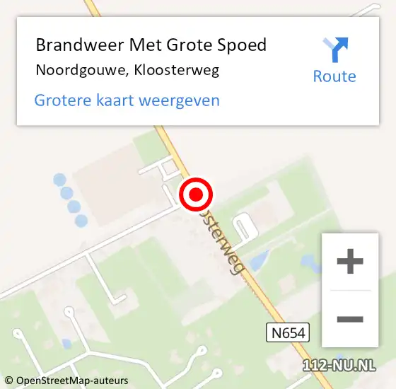 Locatie op kaart van de 112 melding: Brandweer Met Grote Spoed Naar Noordgouwe, Kloosterweg op 4 april 2018 17:12