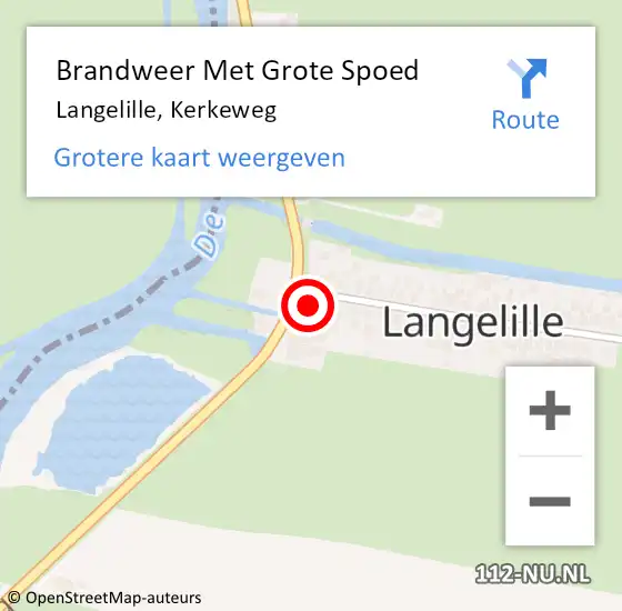 Locatie op kaart van de 112 melding: Brandweer Met Grote Spoed Naar Langelille, Kerkeweg op 4 april 2018 17:36