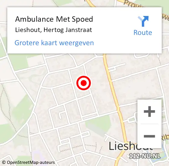 Locatie op kaart van de 112 melding: Ambulance Met Spoed Naar Lieshout, Hertog Janstraat op 4 april 2018 17:37