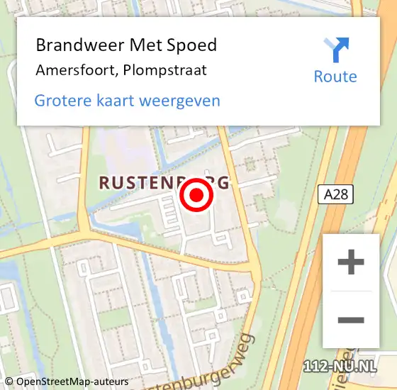 Locatie op kaart van de 112 melding: Brandweer Met Spoed Naar Amersfoort, Plompstraat op 4 april 2018 17:46