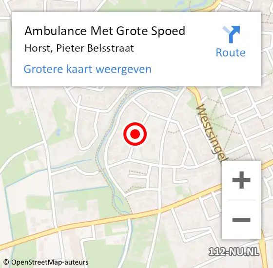 Locatie op kaart van de 112 melding: Ambulance Met Grote Spoed Naar Horst, Pieter Belsstraat op 4 april 2018 17:56