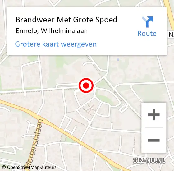 Locatie op kaart van de 112 melding: Brandweer Met Grote Spoed Naar Ermelo, Wilhelminalaan op 4 april 2018 18:09