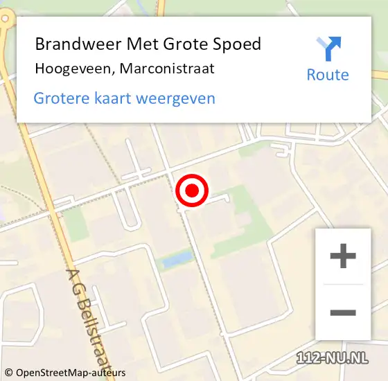 Locatie op kaart van de 112 melding: Brandweer Met Grote Spoed Naar Hoogeveen, Marconistraat op 4 april 2018 23:44