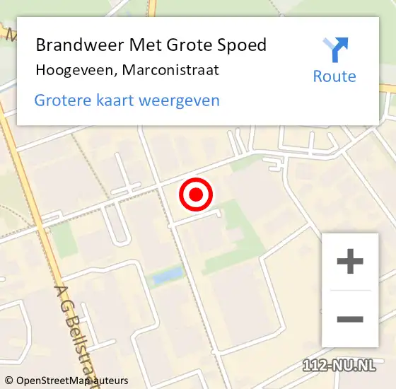 Locatie op kaart van de 112 melding: Brandweer Met Grote Spoed Naar Hoogeveen, Marconistraat op 5 april 2018 00:15