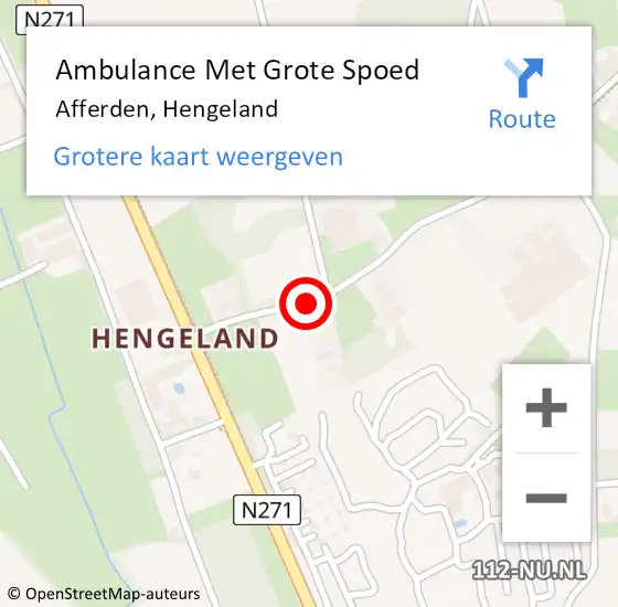 Locatie op kaart van de 112 melding: Ambulance Met Grote Spoed Naar Afferden, Hengeland op 5 april 2018 00:42