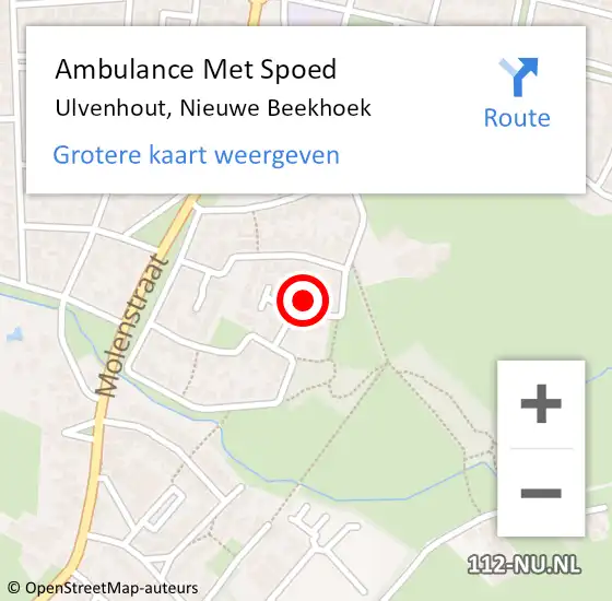 Locatie op kaart van de 112 melding: Ambulance Met Spoed Naar Ulvenhout, Nieuwe Beekhoek op 5 april 2018 01:00