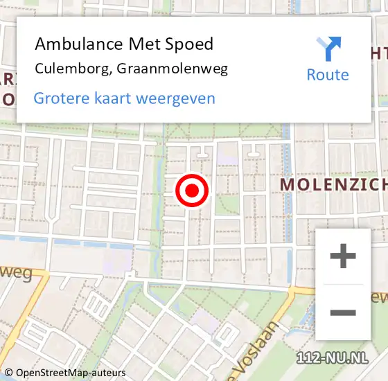 Locatie op kaart van de 112 melding: Ambulance Met Spoed Naar Culemborg, Graanmolenweg op 5 april 2018 01:31