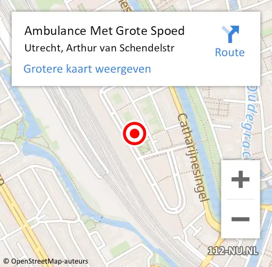 Locatie op kaart van de 112 melding: Ambulance Met Grote Spoed Naar Utrecht, Arthur van Schendelstr op 5 april 2018 02:33