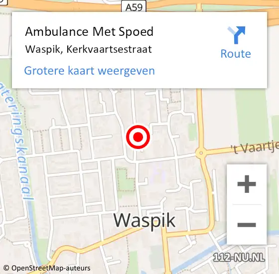 Locatie op kaart van de 112 melding: Ambulance Met Spoed Naar Waspik, Kerkvaartsestraat op 5 april 2018 02:37