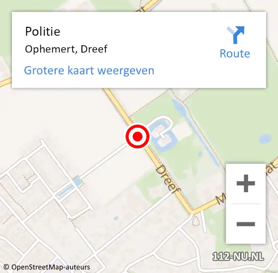 Locatie op kaart van de 112 melding: Politie Ophemert, Dreef op 5 april 2018 02:50