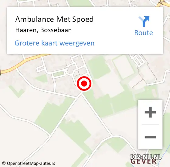 Locatie op kaart van de 112 melding: Ambulance Met Spoed Naar Haaren, Bossebaan op 5 april 2018 04:50