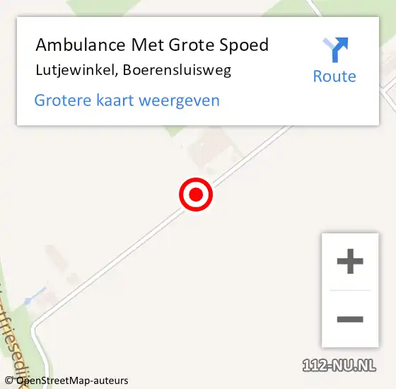 Locatie op kaart van de 112 melding: Ambulance Met Grote Spoed Naar Lutjewinkel, Boerensluisweg op 5 april 2018 05:28
