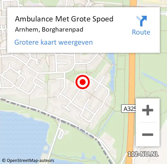 Locatie op kaart van de 112 melding: Ambulance Met Grote Spoed Naar Arnhem, Borgharenpad op 5 april 2018 07:24