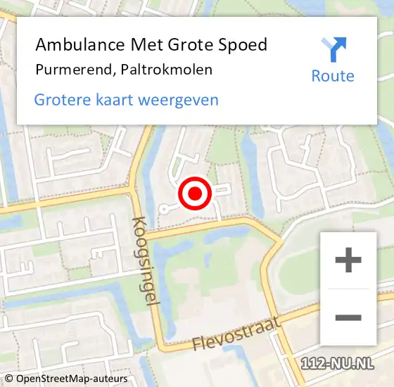 Locatie op kaart van de 112 melding: Ambulance Met Grote Spoed Naar Purmerend, Paltrokmolen op 5 april 2018 07:31