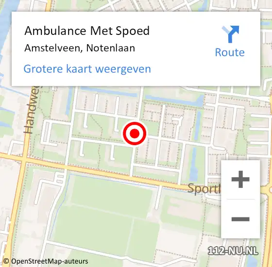 Locatie op kaart van de 112 melding: Ambulance Met Spoed Naar Amstelveen, Notenlaan op 5 april 2018 07:36